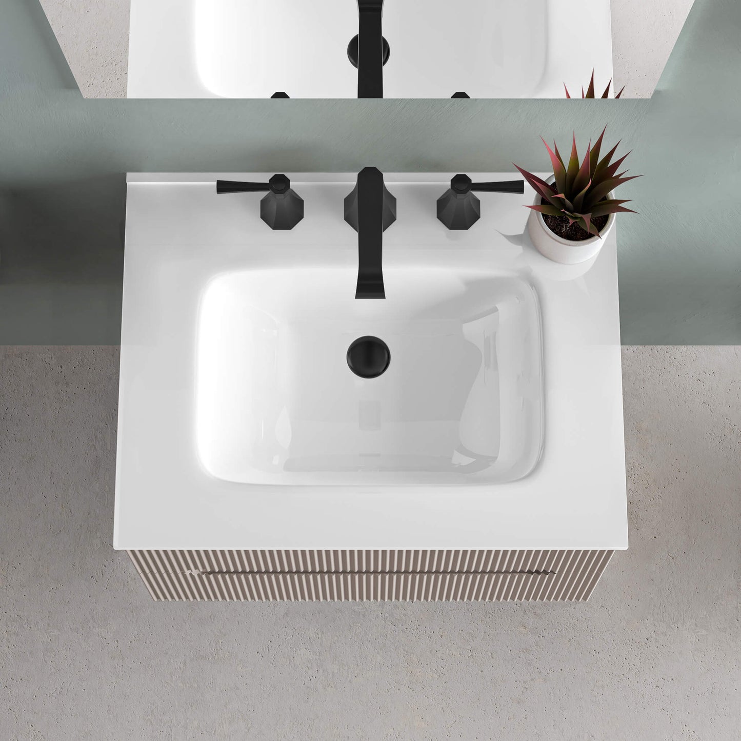STONETOUCH 3POR24 Porto 24'' Porcelain Vanity Top - 3 Holes