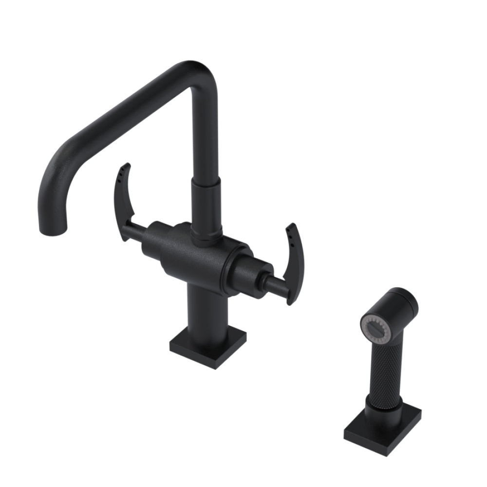 RUBINET 8DLGSL Two Handle Single Hole Kitchen Set With Genesis Spout With Hand Spray