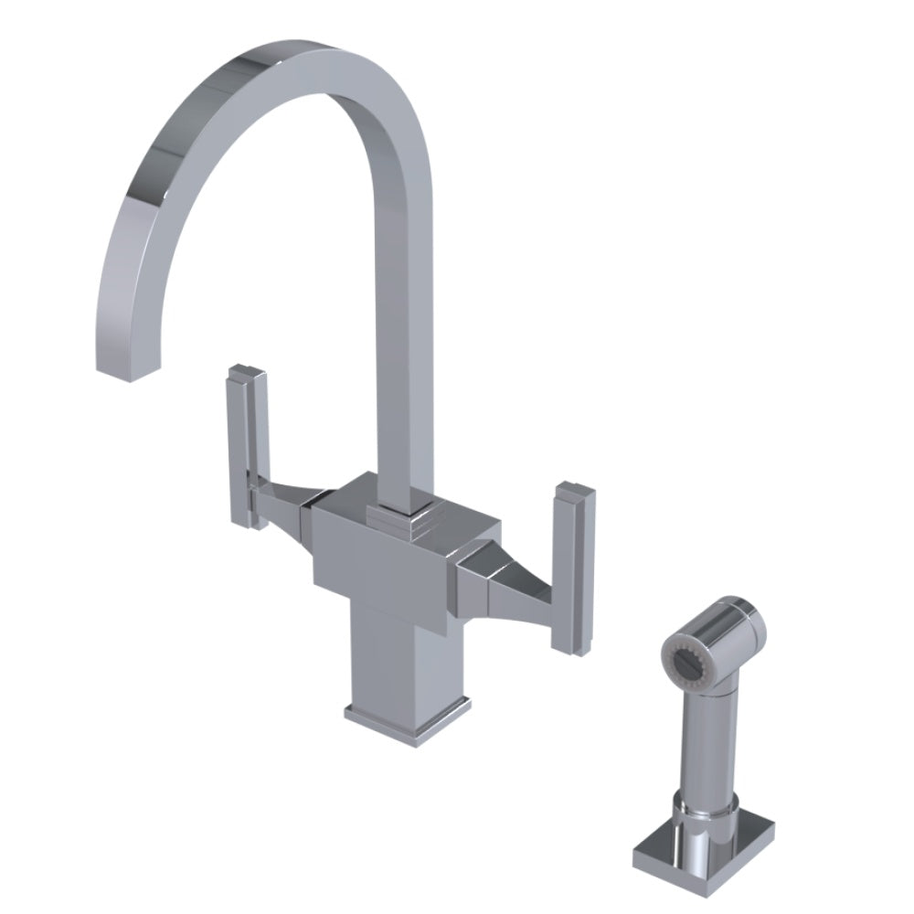 RUBINET 8DMQSL Two Handle Single Hole Kitchen Set With Hand Spray