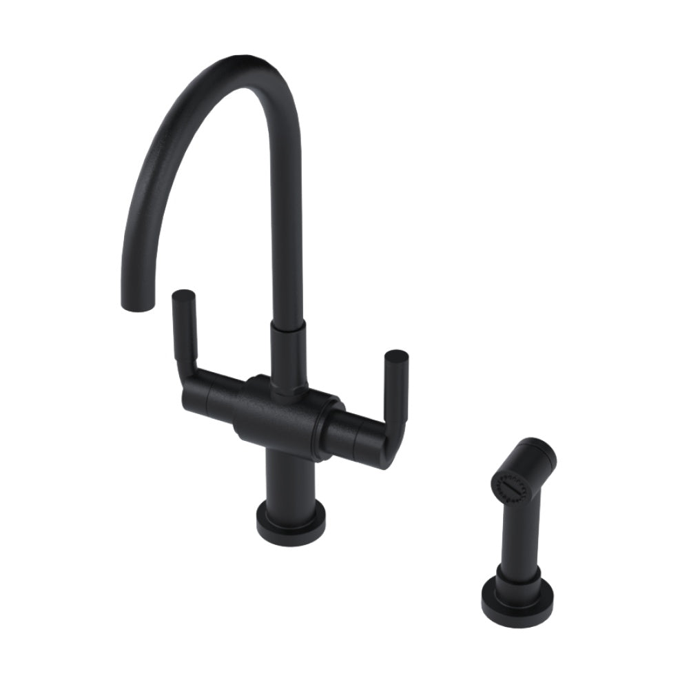 RUBINET 8DNVSL Two Handle Single Hole Kitchen Set With Hand Spray