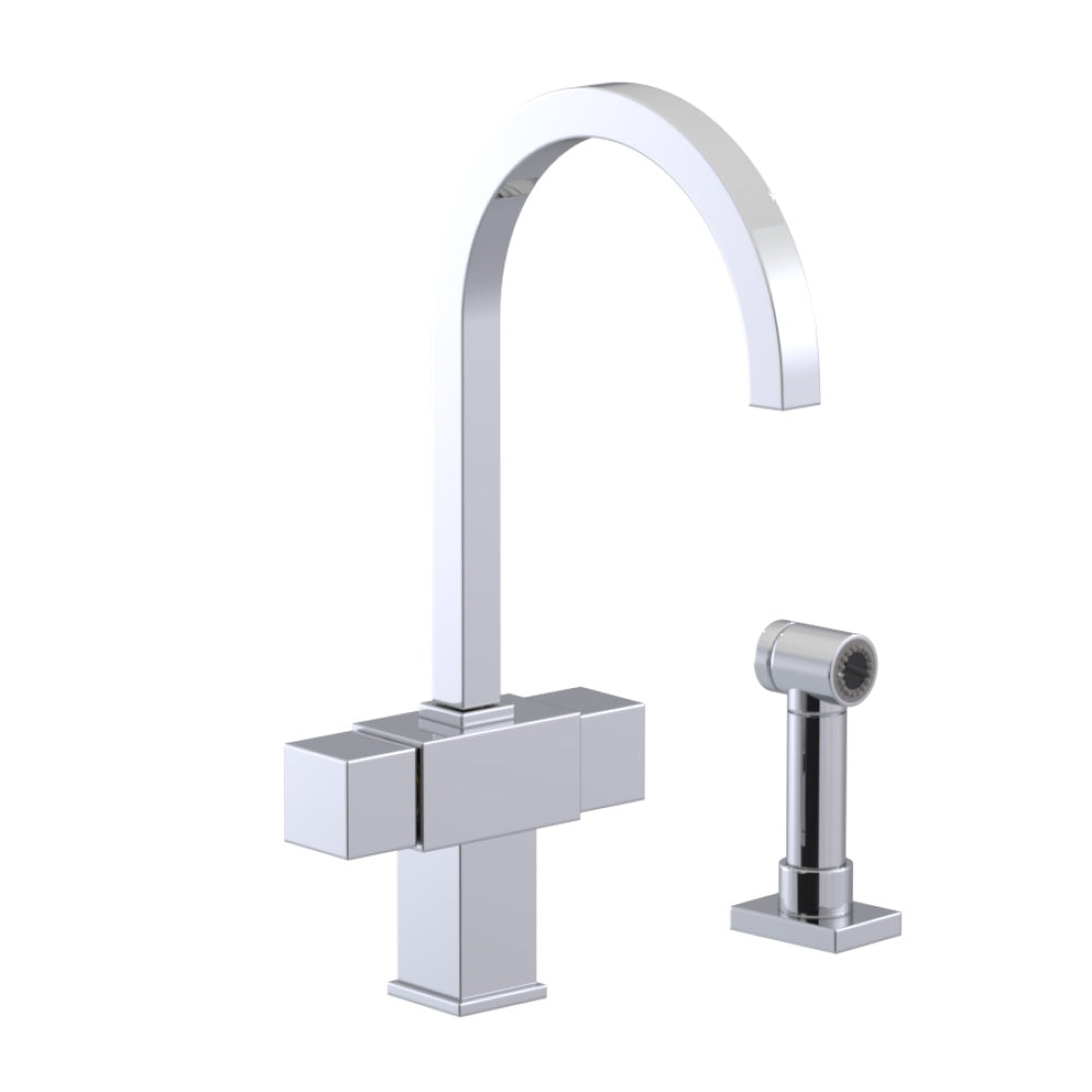 RUBINET 8DRSSQ Two Handle Single Hole Kitchen Set With Hand Spray