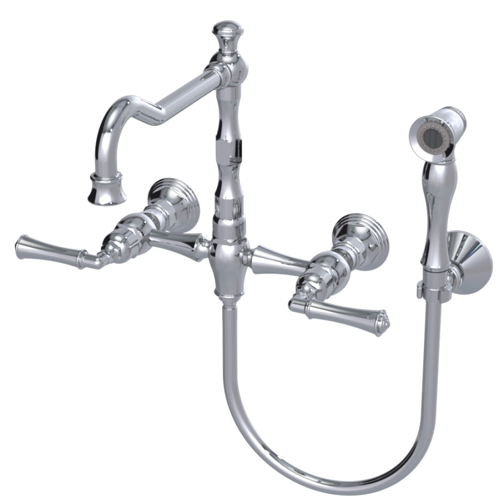 RUBINET 8XRVL Wall Mount Kitchen Bridge Faucet With Hand Spray