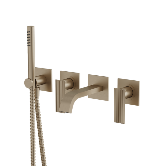WALLMOUNT TUB FILLER WITH HANDSHOWER AND 2 MIXERS