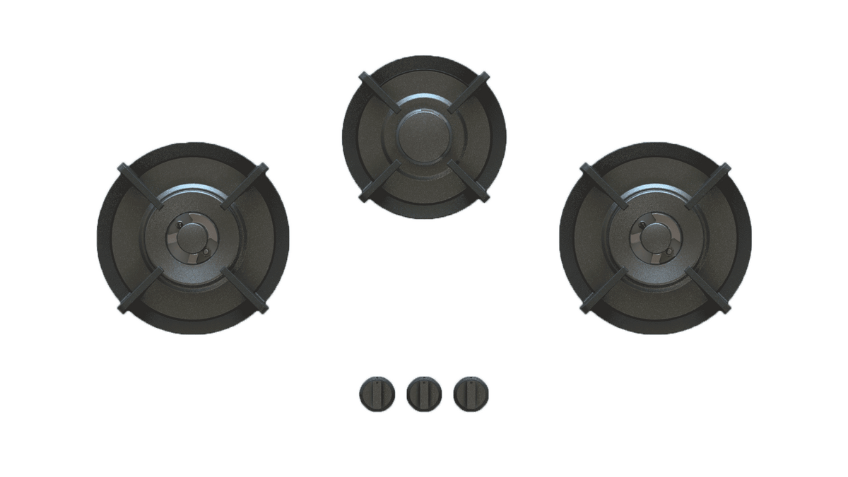 PITT COLO COLO3BT-NG, 3-Burner, Top Mounted Control Knobs, BLACK Edition Burners, Natural Gas