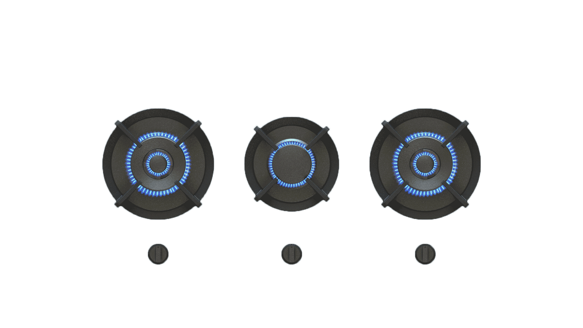 PITT CUSIN CUSIN3BT-NG, 3-Burner, Top Mounted Control Knobs, BLACK Burners, Natural Gas