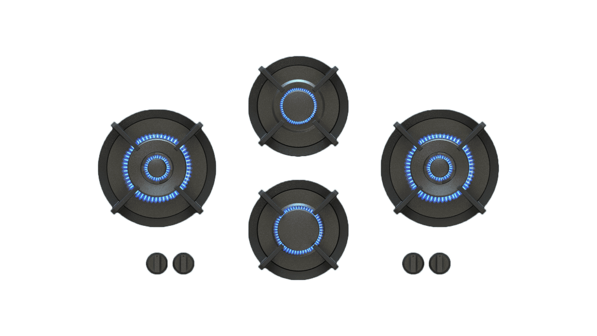 PITT DEMPO DEMPO4BT-NG, 4-Burner, Top Mounted Control Knobs, BLACK Edition Burners, Natural Gas