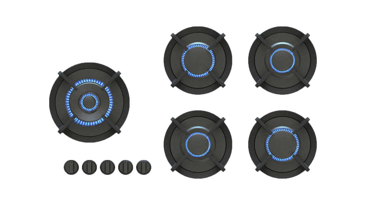 PITT ENEP ENEP5BT-NG, 5-Burner, Top Mounted Control Knobs, BLACK Edition Burners, Natural Gas