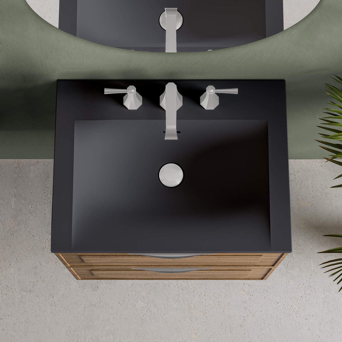 STONETOUCH 3NEV24 Neve 24'' Mineralsolid Vanity Top - 3 Holes