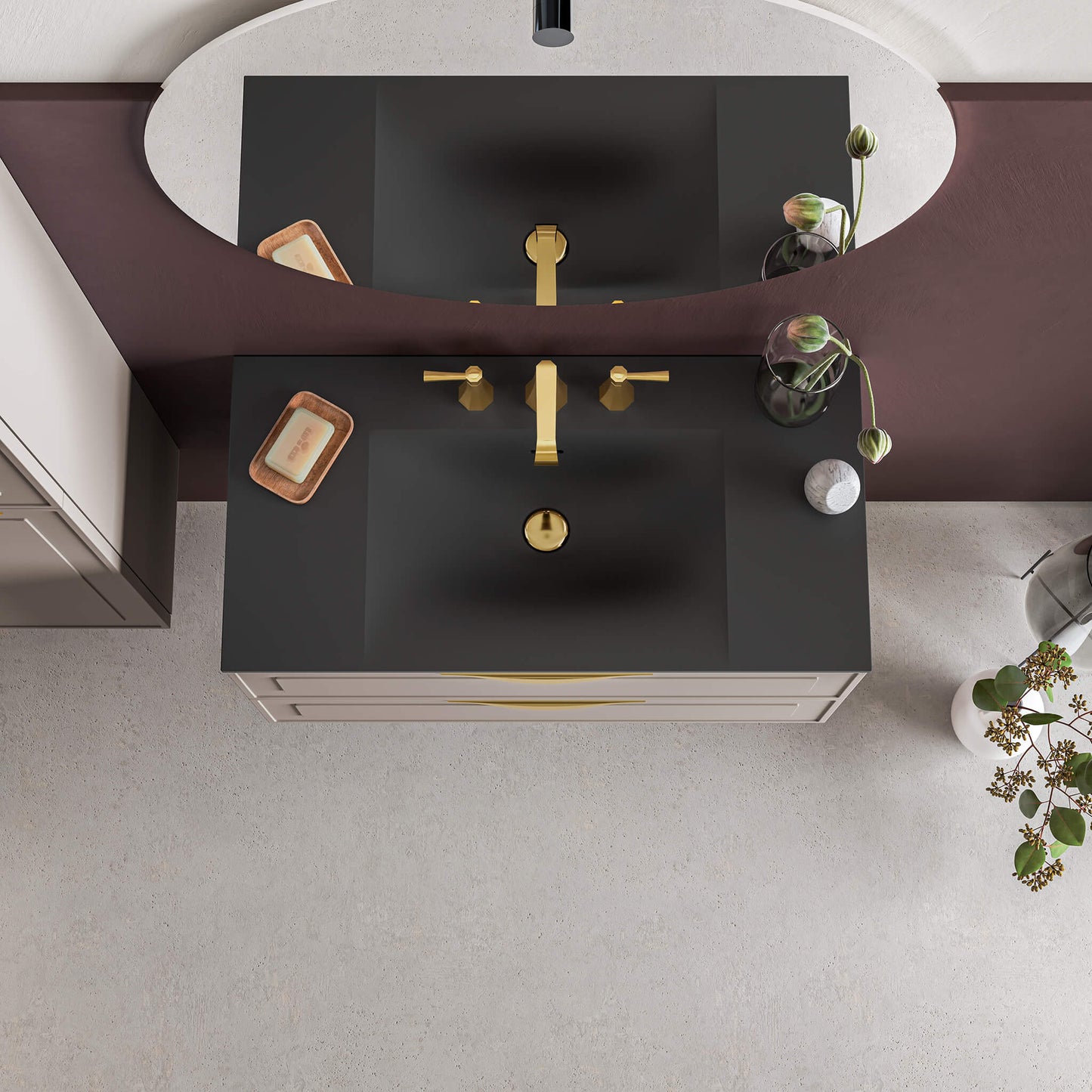 STONETOUCH 3NEV36 Neve 36'' Mineralsolid Vanity Top - 3 Holes