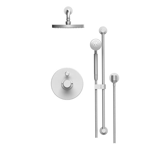 RUBINET T212HOR Pressure Balance Shower With 8" Wall Mount Shower Head & Arm, Hand Held Shower, Adjsutable Slide Bar & Integral Supply (Trim Only)