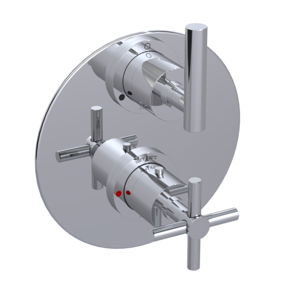 RUBINET T31GNL Temperature Control Shower With Two Way Diverter & Shut-Off, With One Separate Volume Control With
Hand Held Shower, Adjustable Slide Bar, Integral Supply, Two Body Sprays & 8" Wall Mount Shower Head (Trim Only)