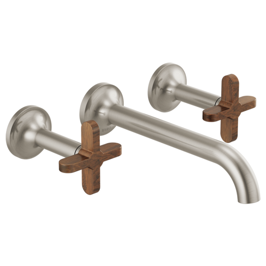 BRIZO T65875LF Two-Handle Wall Mount Lavatory Faucet - Cross Wood Handles