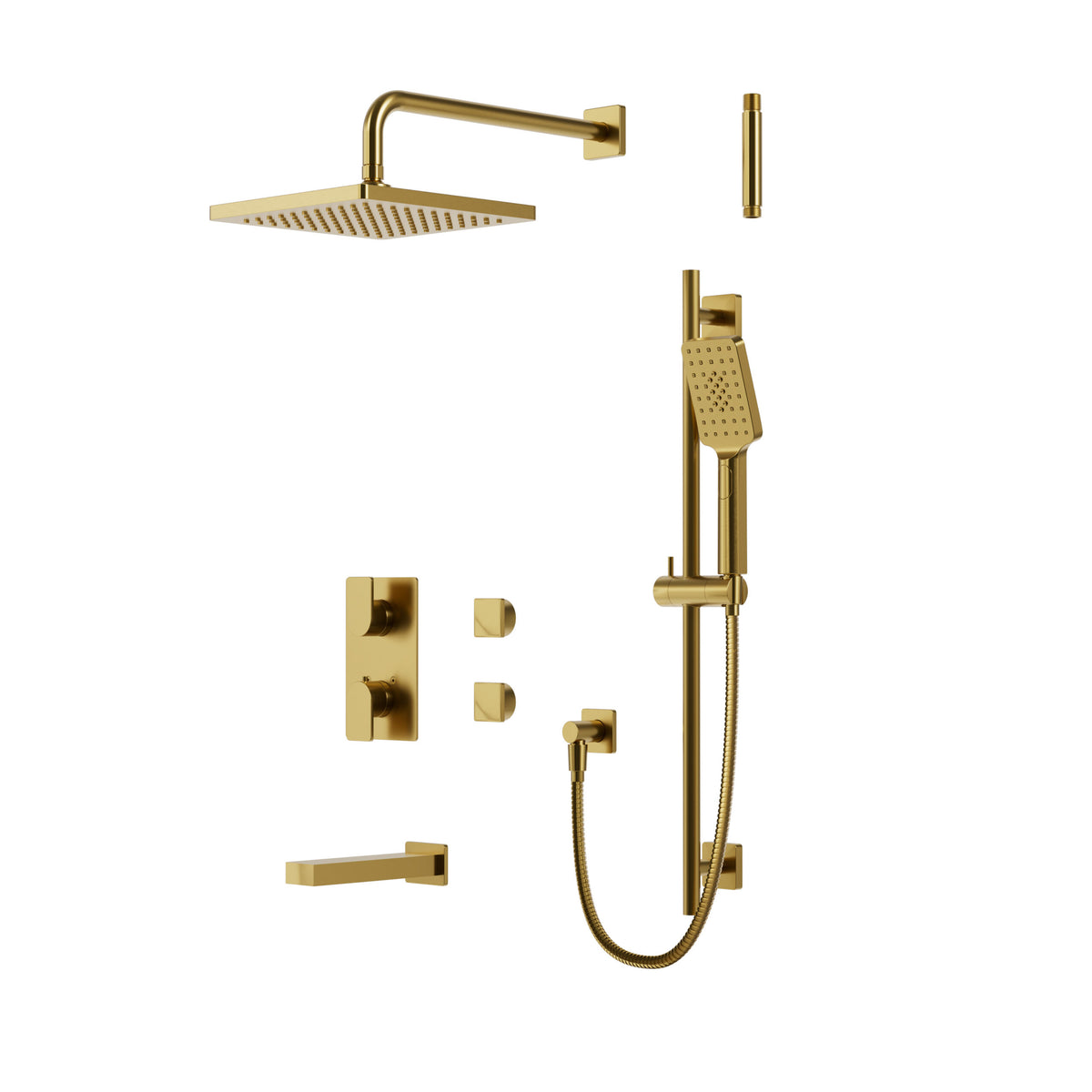 Square Thermostatic Shower Trim Kit 3-way Shared