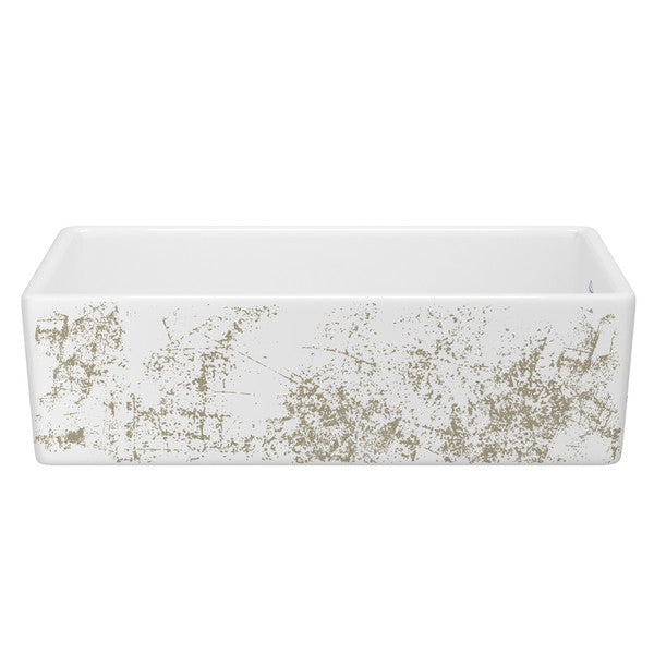 SHAWS MS3618 36 Inch Shaker White Single Bowl Apron Front Fireclay Kitchen Sink With Metallic Design