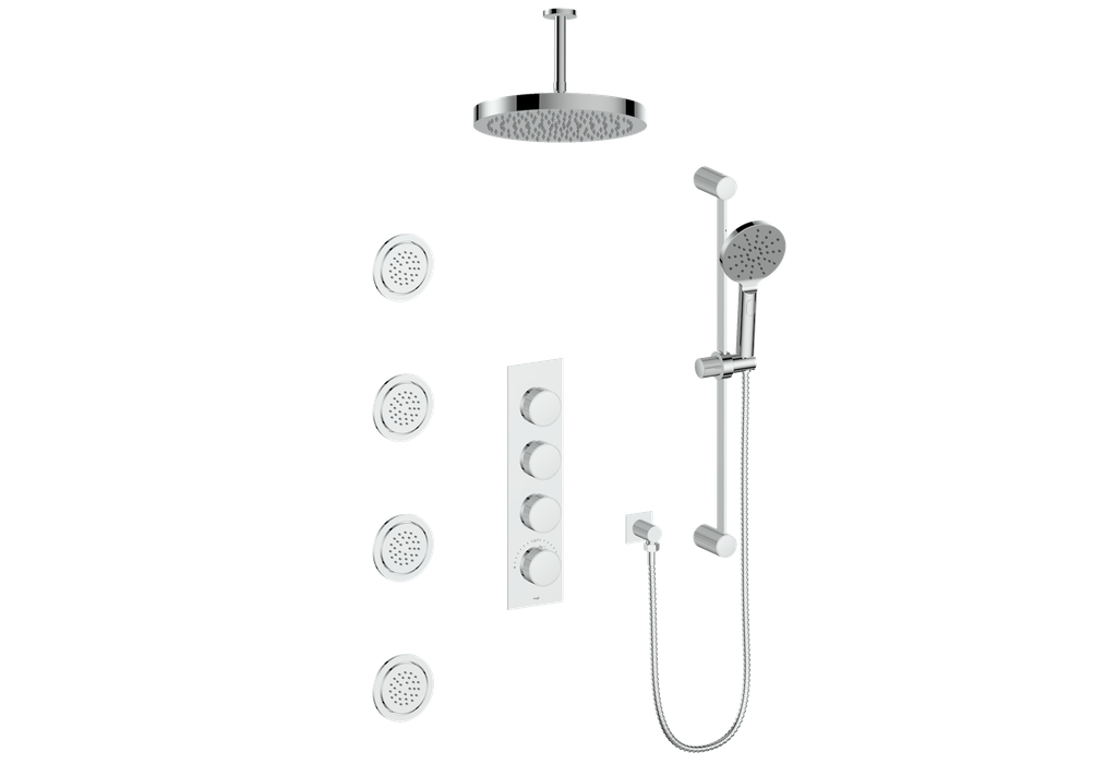 VOGT SET.M1.350.936 Mond 3/4" High-Flow TH Shower Kit with Body Jets and 6" Ceiling Arm