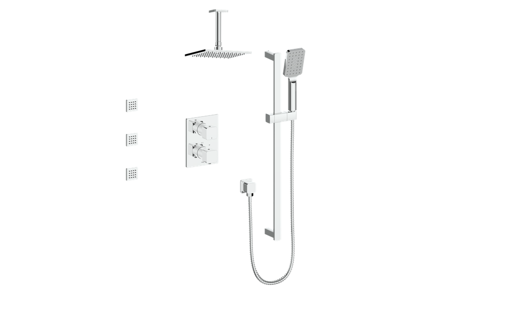 VOGT SET.NU.320.816 Niveau 3-Way TH Shower Kit with Body Jets with 6" Ceiling Arm