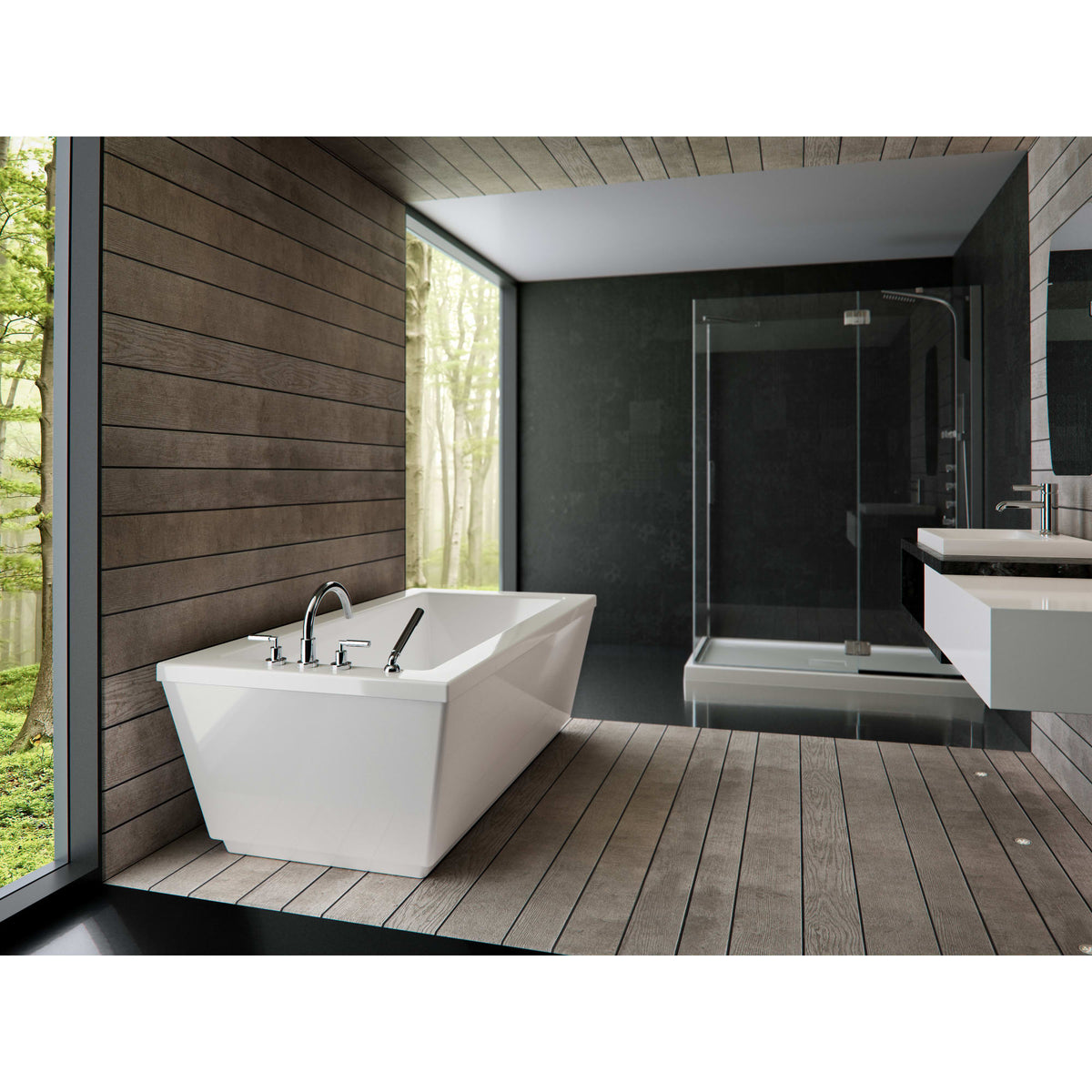 Impact F2 3260 AFR Acrylic Freestanding End Drain Mass-Air Bathtub in White