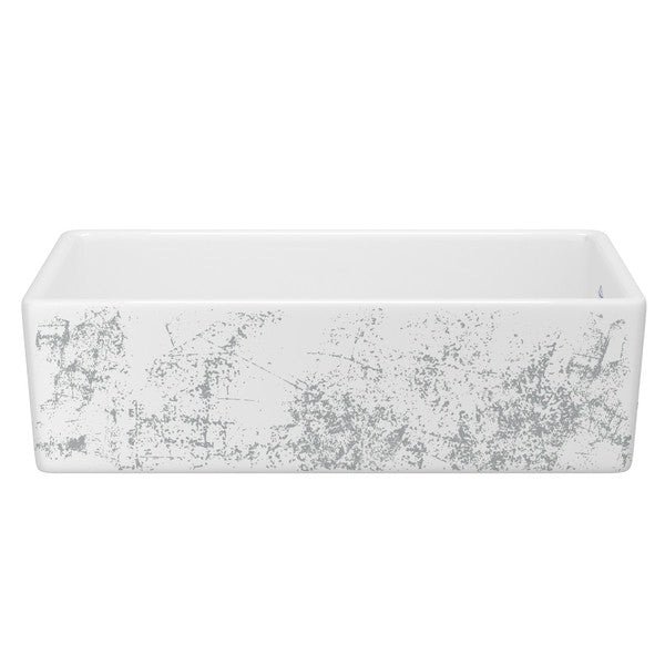 SHAWS MS3618 36 Inch Shaker White Single Bowl Apron Front Fireclay Kitchen Sink With Metallic Design