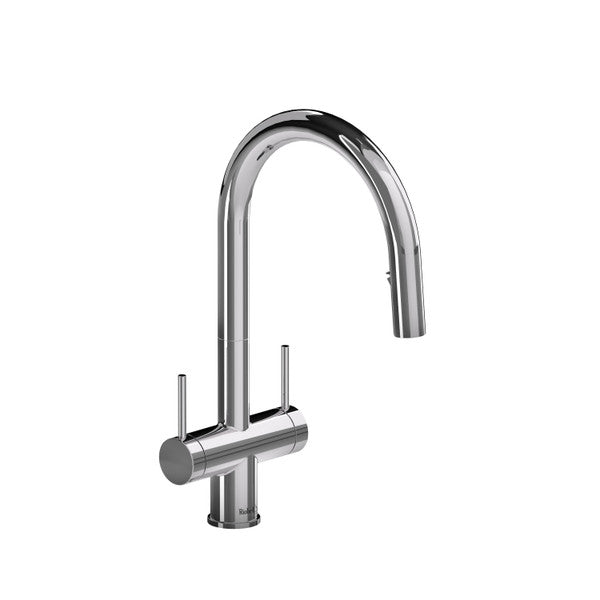 RIOBEL AZ801 Azure Two Handle Pull-Down Kitchen Faucet With C-Spout