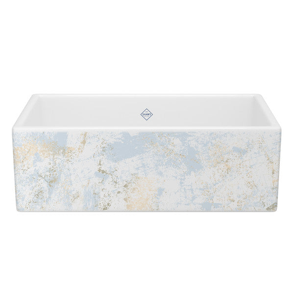 SHAWS MS3318 33 Inch Shaker White Single Bowl Apron Front Fireclay Kitchen Sink With Patina Design