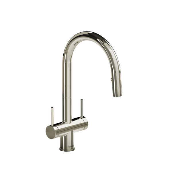 RIOBEL AZ801 Azure Two Handle Pull-Down Kitchen Faucet With C-Spout