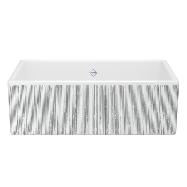 SHAWS MS3318 33 Inch Shaker White Single Bowl Apron Front Fireclay Kitchen Sink With Lines Design