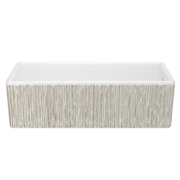 SHAWS MS3618 36 Inch Shaker White Single Bowl Apron Front Fireclay Kitchen Sink With Lines Design