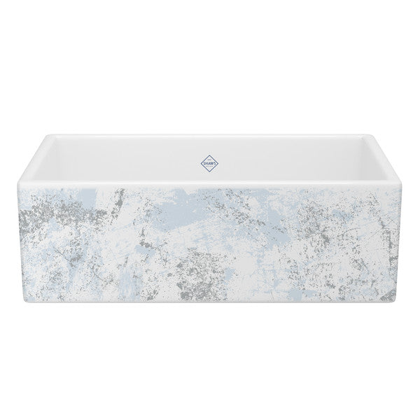 SHAWS MS3318 33 Inch Shaker White Single Bowl Apron Front Fireclay Kitchen Sink With Patina Design