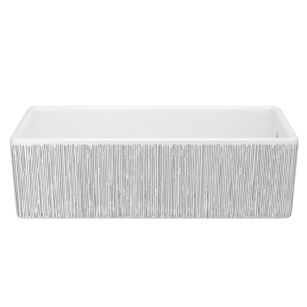 SHAWS MS3618 36 Inch Shaker White Single Bowl Apron Front Fireclay Kitchen Sink With Lines Design