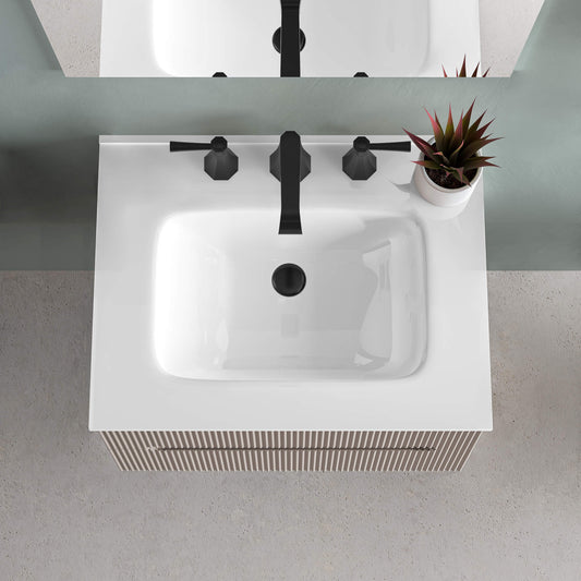 STONETOUCH 3POR24 Porto 24'' Porcelain Vanity Top - 3 Holes