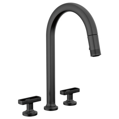 BRIZO 62506LF Widespread Pull-Down Faucet with Arc Spout - Knob Handles