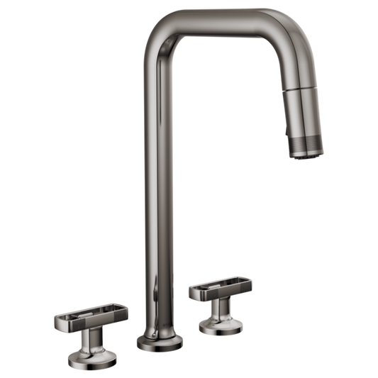 BRIZO 62507LF Widespread Pull-Down Faucet with Square Spout - Knob Handles