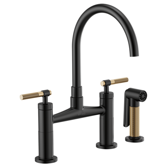 BRIZO LITZE 62543LF Bridge Faucet with Arc Spout and Knurled Handle