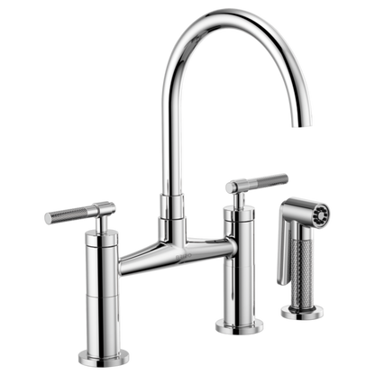 BRIZO LITZE 62543LF Bridge Faucet with Arc Spout and Knurled Handle