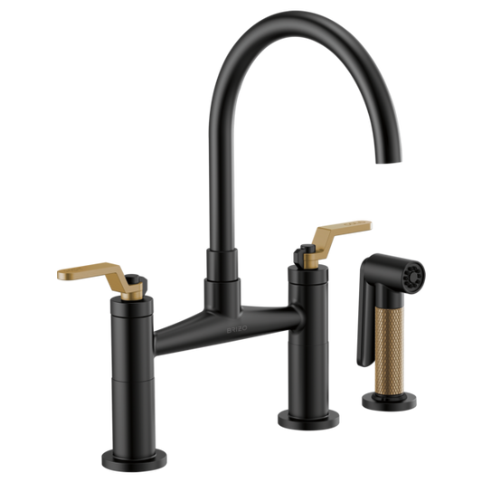 BRIZO LITZE 62544LF Bridge Faucet with Arc Spout and Industrial Handle