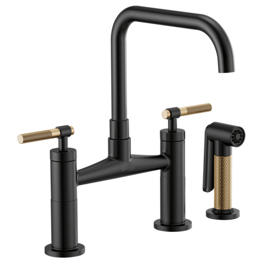 BRIZO LITZE 62553LF Bridge Faucet with Square Spout and Knurled Handle