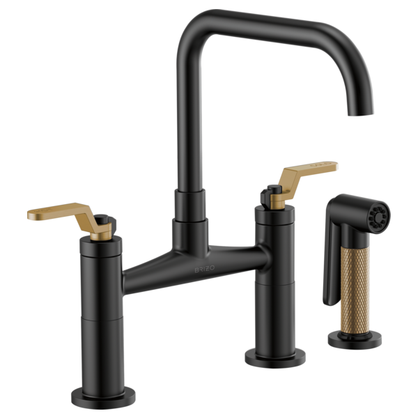 BRIZO LITZE 62554LF Bridge Faucet with Square Spout and Industrial Handle