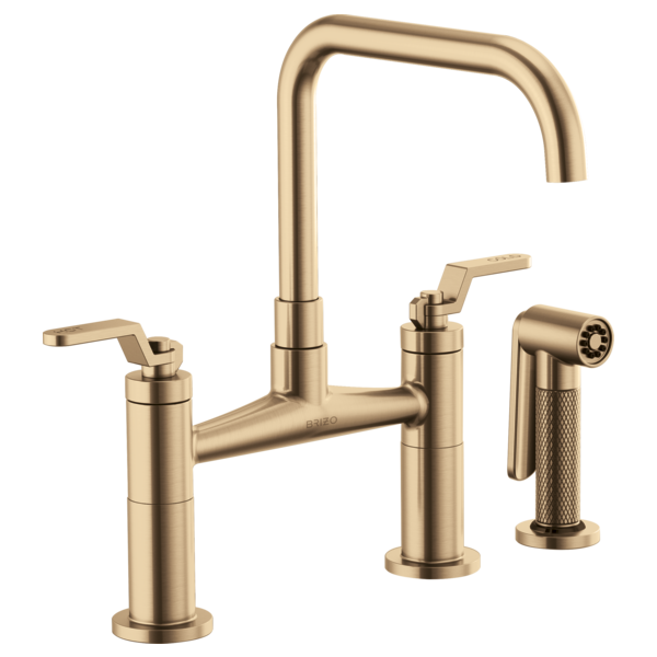 BRIZO LITZE 62554LF Bridge Faucet with Square Spout and Industrial Handle