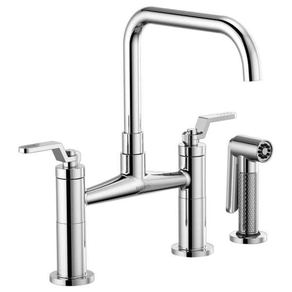BRIZO LITZE 62554LF Bridge Faucet with Square Spout and Industrial Handle