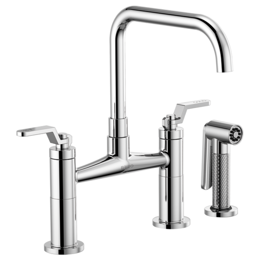 BRIZO LITZE 62554LF Bridge Faucet with Square Spout and Industrial Handle