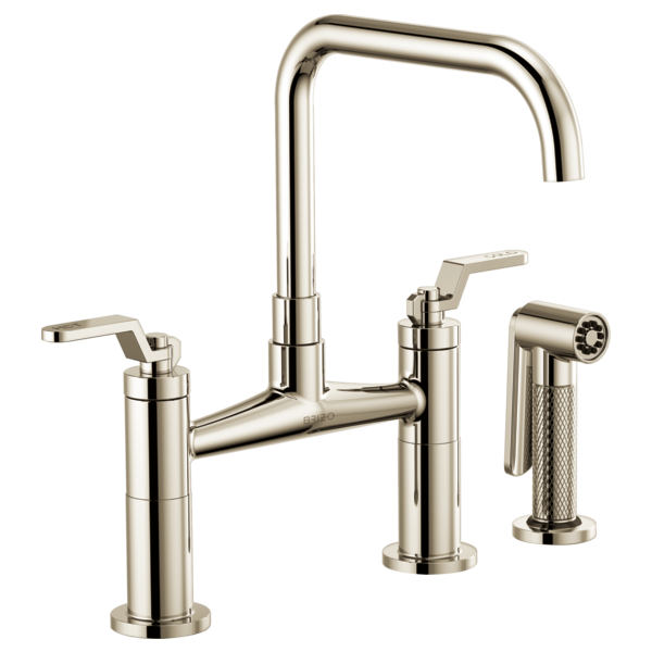 BRIZO LITZE 62554LF Bridge Faucet with Square Spout and Industrial Handle