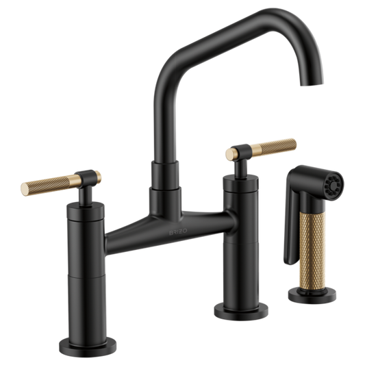 BRIZO LITZE 62563LF Bridge Faucet with Angled Spout and Knurled Handle
