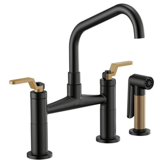 BRIZO LITZE 62564LF Bridge Faucet with Angled Spout and Industrial Handle