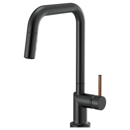 BRIZO 63065LF Pull-Down Faucet with Square Spout - Wood Lever Handle
