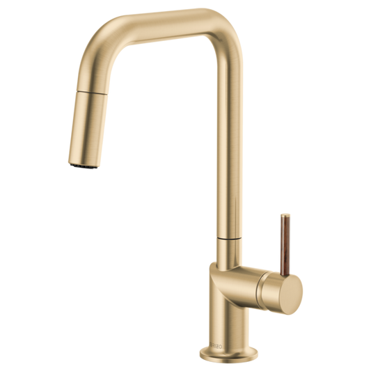 BRIZO 63065LF Pull-Down Faucet with Square Spout - Wood Lever Handle