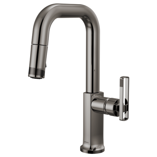 BRIZO 63907LF Pull-Down Prep Faucet with Square Spout - Knob Handle