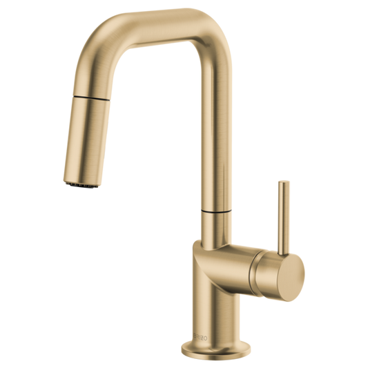 BRIZO 63965LF Pull-Down Prep Faucet with Square Spout - Metal Lever Handle