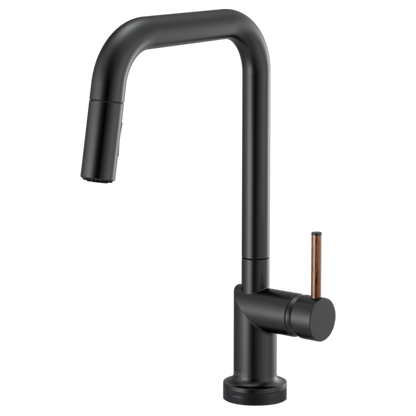 BRIZO 64065LF SmartTouch Pull-Down Kitchen Faucet with Square Spout - Wood Lever Handle