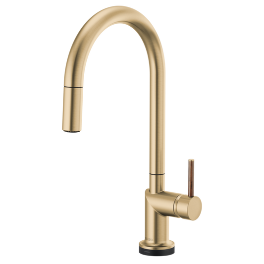 BRIZO 64075LF SmartTouch Pull-Down Kitchen Faucet with Arc Spout - Wood Lever Handle