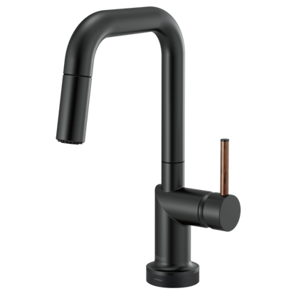 BRIZO 64965LF SmartTouch Pull-Down Prep Kitchen Faucet with Square Spout - Wood Lever Handle